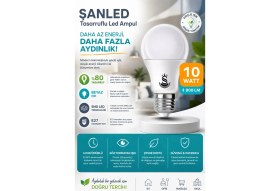 Resim ŞANLED 10W Tasarruflu Beyaz Renk LED Ampul-6 Adettir 