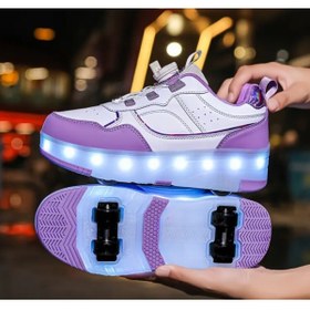 Resim esdekor Menekşe / Etiket boyutu: EU 35 Kızlar için 1985 LED Tekerlekli Kaykay Ayakkabıları 