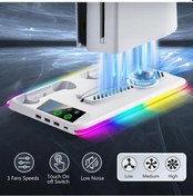 Resim Motion003 Ps5 Ps5 Slim Rgb Led Soğutma Standı Ve Şarj Dükkânı Beyaz Kablosuz Ayarlanabilir Fan Usb Güçlü Abs Reçine Kulaklık Bağlantı 