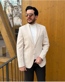 Resim Avni Ceylan İnci Ton Kadife Tek Düğme Blazer Ceket 