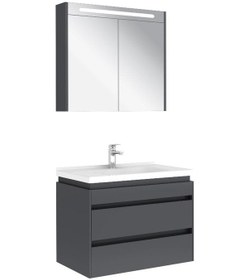 Resim Idea 2.0 (Durabad) 80Cm Set Banyo Dolabı Parlak Antrasıt Çok Renkli 