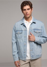 Resim Colin's Regular Fit Düğmeli Astarsız Erkek Light İndigo Denim Ceket 