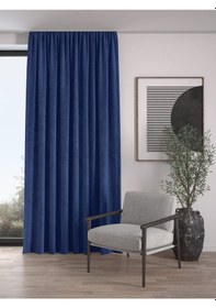 Resim Kadife Dokulu Ekstrafor Büzgülü Gece Mavisi Yüksek Kalite Fon Perde Tek Kanat Gece Mavisi 