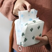 Resim Kaktüs Baskılı Makyaj ve Tuvalet Organizatörü Çanta - Fermuarlı Kompakt Seyahat Depolama Pouch, Dudak Ruju, Hijyenik Pedler, Anahtarlar, Madeni Paralar ve Aksesuarlar için Mükemmel - Arkadaşlar için İdeal Hediye, Makyaj Seyahat Çantası 