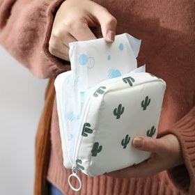 Resim Kaktüs Baskılı Makyaj ve Tuvalet Organizatörü Çanta - Fermuarlı Kompakt Seyahat Depolama Pouch, Dudak Ruju, Hijyenik Pedler, Anahtarlar, Madeni Paralar ve Aksesuarlar için Mükemmel - Arkadaşlar için İdeal Hediye, Makyaj Seyahat Çantası 