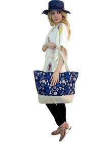 Resim Kadın Plaj Çantası Ve Şapka Takım - Bay Şapkacı Lacivert 