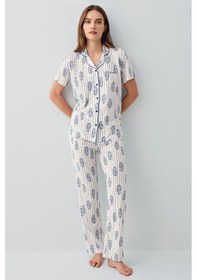 Resim Pierre Cardin Kadın Beyaz Gömlek Pijama Takım Pc9215-s-v1 Beyaz 