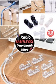 Resim Munico Pratik Kablo Düzenleyici 20'li Kendinden Yapışkanlı Klipsler 20'li Ev ve Ofis için Güvenli Klipsler 