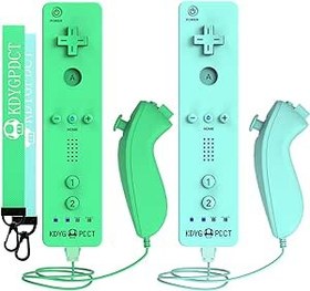 Resim KDYGPDCT 2 Pack Wii Remote with Nunchuck,Wii Controller with 2 Nunchucks Compatible with Nintendo Wii/Wii U (Blue + Green) 