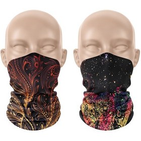 Resim Dair Altın Yaprak - Şans Fili Desenli 2'li Set Boyunluk Bandana Outdoor Balaklava Yüz Maskesi Kafa Bandı 