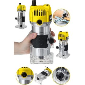 Resim Steiner 3000 Watt 6 Kademe Devir Ayarlı Formika Traşlama Freze Makinesi 6 MM Pens Sarı 