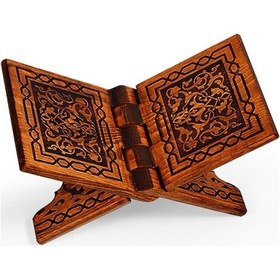 Resim Selçuklu Ahşap Yakma Desenli Rahle 35X18.5 Cm 