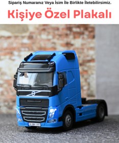 Resim bebeym Volvo Metal Oyuncak Tır - Işıklı ve Sesli Kişiye Özel Plakalı - Mavi 