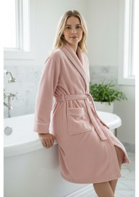 Resim % 100 Pamuklu Laodikeia Kimono Bornoz Unisex Kadın Erkek Pembe 