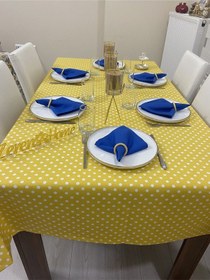 Resim Puantiyeli Sıvı Geçirmez Masa Örtüsü Sarı 