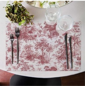 Resim Saklı Bahçe - Kırmızı Kumaş Amerikan Servis 4'lü Set Keten, Ulusl. Yıkama Ve Solmama Sertifikası Çok Renkli 