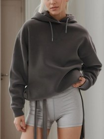 Resim Vteam Kapüşonlu Oversize Sıcak Polar Astarlı Sweatshirt. 264140012 Grafit 