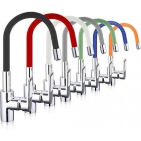 Resim Esnek Kıvrılabilir Renkli Silikon Oynar Başlıklı Musluk Bataryası Başlığı Kubar ( Lisinya ) 