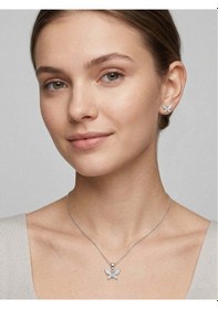 Resim Oya Silver Minimal Modern Zirkon Taşlı Kelebek Gümüş Kolye Küpe Seti Oysy270 