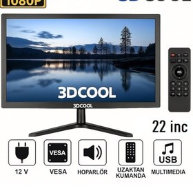 Resim 3dcool 3d-22lxae 22" Full Hd Hdmı Vga Usb Hoparlörlü Kumandalı 12v Led Monitör 
