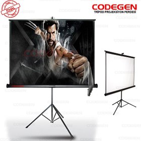 Resim Codegen TX-20 200x200 CM Siyah Fonlu Tripod Ayaklı Taşınabilir Manuel Projeksiyon Perdesi Codegen