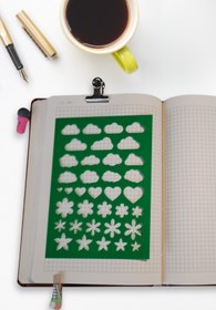 Resim Karmelom Studio Bullet Journal Şekilli Çizim Şablon Cetvel - Bulut, Kalp ve Çiçek Desenli Çizim Aracı 