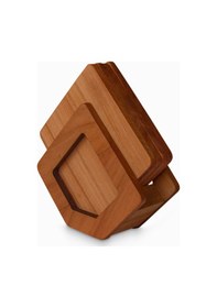 Resim Woodsaka Üçgen Bardak Atlığı Seti - 4 Bardak Altlığı Ve Kutusu Ahşap 