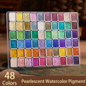 Resim CCFOUD 48 renkli metalik suluboya seti, taşınabilir ve hafif, yüksek katı pigment, yıldızlı gökyüzü tonları, sanatçılar ve profesyoneller için uygun, boyama, eskiz, DIY el sanatları için ideal, mükemmel tatil hediyesi 