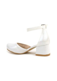 Resim Hapshoe Merida Sedef Parlak Simli Kalın Topuklu Kız Çocuk Topuklu Ayakkabı Ekru 