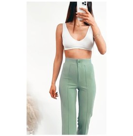 Resim Nevege Butik Nevege Çimalı Boru Paça Palazzo Pantolon Mint Yeşili 