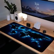 Resim Geniş Mavi Karanlıkta Parlayan Dünya Haritası Fare Altlığı - Oyun ve Ofis için Kauçuk Tabanlı Masa Matı, Laptoplar ve Karavanlar İçin İdeal, Doğum Günü veya Noel Hediyesi Olarak Mükemmel, Masa için Fare Pedleri, Noel Dekoru 