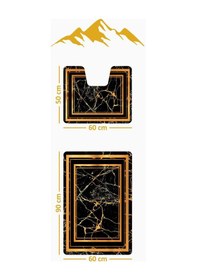 Resim Modern Desenli Dijital Baskı 3 Lü Banyo Paspas Takımı Yıkanabilir Kaymaz Tabanlı Klozet Takımı Klz0058 Renkli 