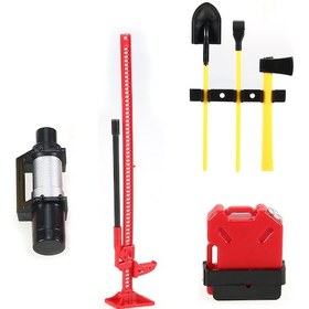 Resim Dianziye 1/10 Tırmanma Arabası İçin 6 Parça Plastik Dekoratif Aksesuar Seti - Yakıt Tankı, Vinç Ve Jekli Kırmızı 