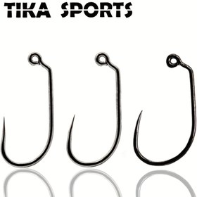 Resim 50 adet Tika Sports Premium Jig Kancaları - 120° Kavisli, Barbless Sinek Balıkçılığı Kancaları Siyah Nikel, Yüksek Karbon Çelik, Güçlü & Dayanıklı, Boyutlar #6-#20 - Balıkçılar için Mükemmel, Hassas Balıkçılık|Kavisli Jig Kancaları|Dayanıklılık için Tasarlanmış, Balıkçılık için Jigler 