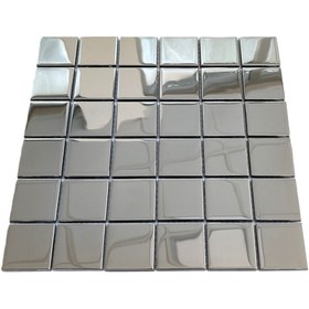 Resim MozaiKristaL Mutfak Tezgah Arası Ve Iç Dekorasyon Için 48x48 Mm Gümüş Inox Kristal Mozaik (1M2 FİYATI) 