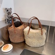 Resim Fransız Dokuma Tote Çanta - Büyük Kapasiteli Fermuarlı Plaj Çantası, Yaz Tatili için Rahat Şık Tasarım, Günlük Kullanım & Geziler, Dayanıklı Polyester Astar, Seyahat Aksesuarı, Boho Tarzı, Kaliteli Yapım, Geniş Taşıma Alanı, Tatil Gereçleri 