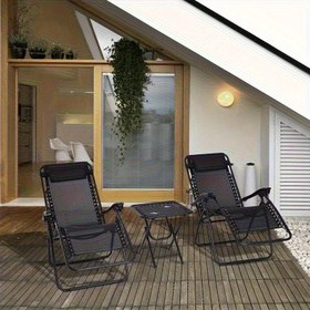Resim Taşınabilir Sıfır Yerçekimi Katlanır Şezlong - Paslanmaz Çelik Çerçeveli, 11 Parça Tatil Hediye Seti, Dokulu Kumaş Oturma Yüzeyi ile Kamp, Bahçe, Teras, Ramazan ve Paskalya Kullanımı İçin, Dayanıklı Yapı, Arka Bahçe Rahatlığı ve Ev Konforu için Mükemmel 