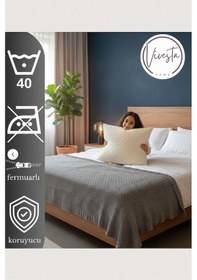 Resim 6'lı Fermuarlı Kapitone Desenli Koruyucu Yastık Alezi Hijyenik, Dayanıklı Beyaz 