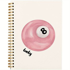 Resim Şanslı 8-Ball Yumuşak Kapak Spiral Defter - 1 adet, Preppy Estetik Günlük, Öğretmen Öğrenci Ofis Okul Malzemeleri, 13.97cm x 21.08cm 50 Sayfa ile 