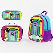 Resim United Colors Of Benetton Gökkuşağı Üçlü Anaokul Çantası Seti - Tek Gözlü Sırt Çantası-Çift Gözlü Kalem Kutusu-Beslenme 