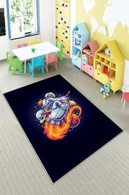 Resim Pelangi Lacivert Astronot Desenli Yıkanabilir Kaymaz Taban Leke Tutmazbebek Ve Çocuk Odası Halısı, Lacivert 100 x 300, 901357074100300 