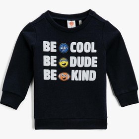Resim Erkek Bebek Slogan Baskılı Sweatshirt Uzun Kollu Basic 