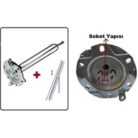 Resim FullYedek Beko BKT 500 DJ Termosifon Rezistansı ve Anot Çubuk 1980 Watt Titanium Rezistans 