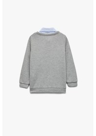 Resim Koton Erkek Bebek Uzun Kollu Gömlek Yaka Baskılı Sweatshirt Gri 