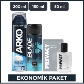 Resim Arko Men Cool Tıraş Köpüğü+privacy Men Limited Edition Edt Parfüm+blade Cool Fresh Erkek Deodorant 