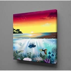 Resim Denizde Renkli Balıklar Kanvas Tablo 25x25cm 