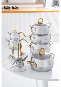 Resim Acar Rosa 16 Parça Paslanmaz Çelik Tencere Seti - Gold Silver/gold 