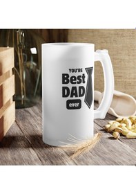 Resim You're Best Dad Baskılı Buzlu Hediyelik Bira Bardağı - Doğum Günü - Sevgililer Günü - Babalar Günü Beyaz 