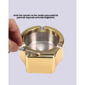 Resim Epilons Çakmaklı Küllük Paslanmaz Metal Dayanıklı Tasarım 
