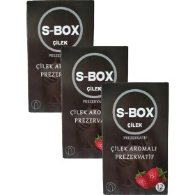 Resim S-Box Çilek Prezervatif 12 Li Çilek Aromalı 3'Lü 